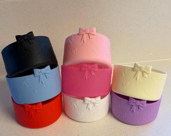 Tumbler Boot/Protector-drop Buffer-Coquette/Bow-PiCK your color! Matte-Hot PiNK/baby blue/black/red/white/cream/lilac