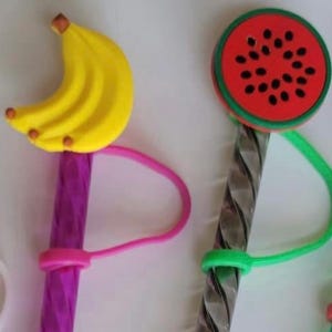 Fruit straw toppers for standard straws-Strawberry/Bananna/Lime/Watermelon/Cherries