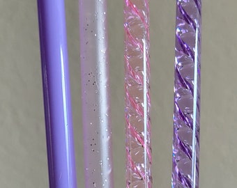 Reusable Tumbler Straw: 12" Cosmic Lilac, iCE Pink Glitter