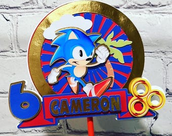 Adorno para tarta inspirado en el erizo azul Speedy: personalizado para cualquier edad