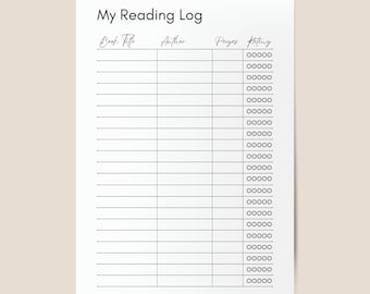 Editable Reading Log Printable: Book Tracker (Digital Download)