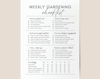 Liste de contrôle de jardinage hebdomadaire : agenda de jardin imprimable (téléchargement numérique)