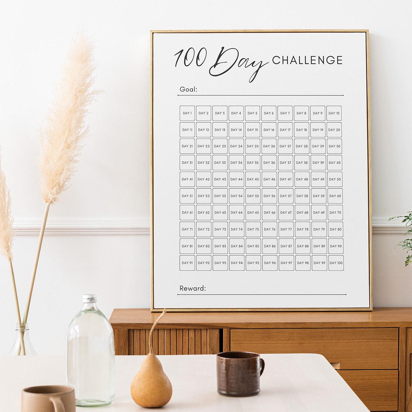 100 Day Chart.pdf 100 Day Challenge, Habit Tracker, Goal Setting, Progress Planner ...