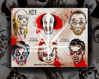 Horror Characters Tattoo Flash Sheet