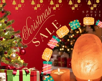 Christmas Gift Set: Himalayan Pink Salt Lamp & Tealight Holders | 4 Pieces