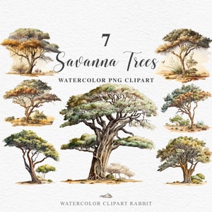 Savanna Tree Nature PNG Clipart | Safari Animals | Jungle Nursery Wall Art | Africa Watercolor Illustration Sublimation | Savanna Image