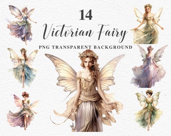 Victorian Fairy Girl Lady Clipart PNG  Illustration Paper Craft Pastel Color Dress Magic Fantasy World Commercial License Junk Journal Jpeg