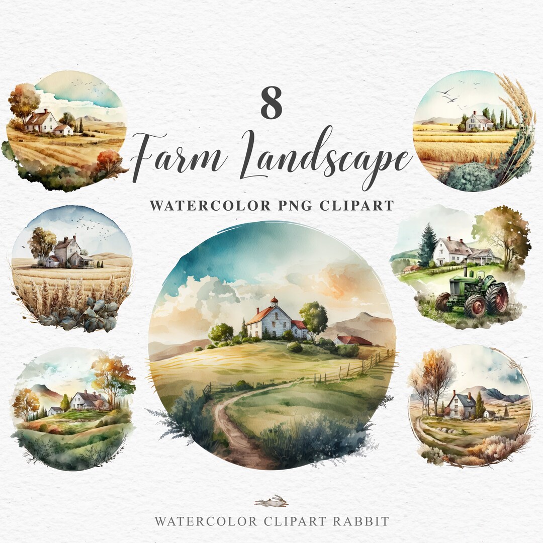 Watercolor Farm House Clipart PNG Rustic Country Barn Farm - Etsy Australia