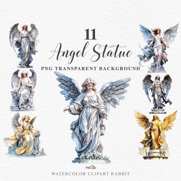 Angel Statue Clipart | Ancient Statue PNG | Commercial License | Sublimation Designs | Digital Paper Craft | Watercolor Fantasy Clipart