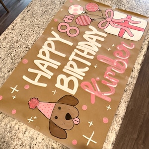 Hand Painted Dog Puppy Birthday Banner
