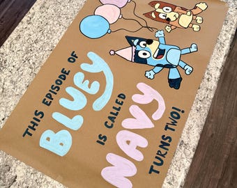 Hand Painted Bluey Birthday Banner