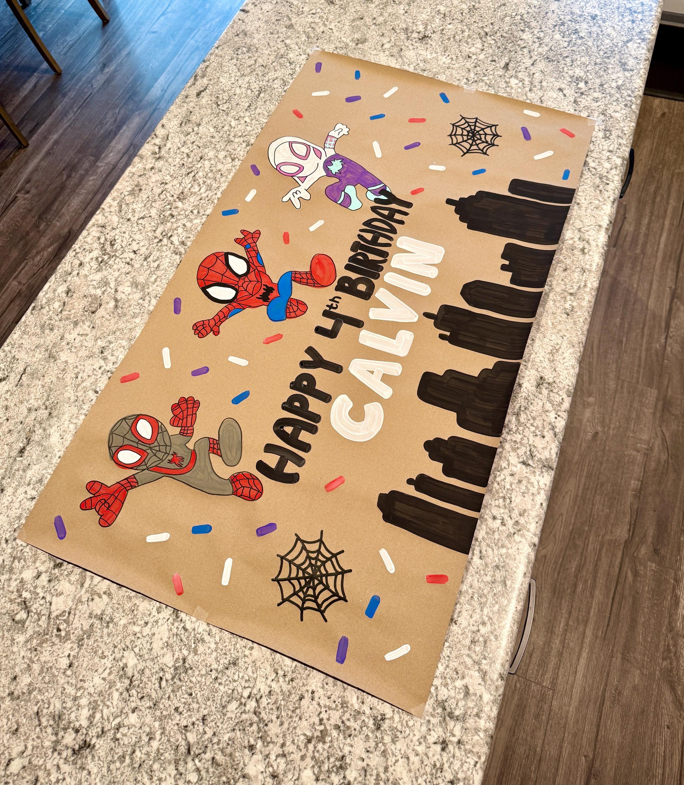 Hand Painted Spidey Birthday Banner