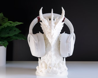 Pearl White Dragon Headphone Stand Holder Audio Gaming Gear Headset Stand Headpiece