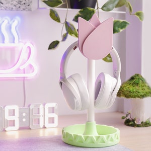 Tulip Headphone Stand: Girly Desk Organizer, Cozy Workspace Decor