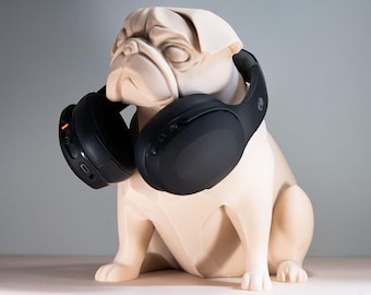 Pug Headphone Stand: Desk Decor, Gaming Headset Holder