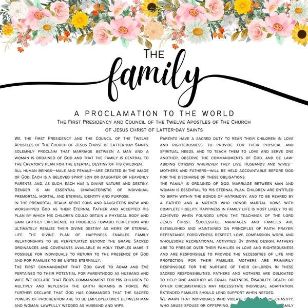 The Living Christ| The Family Proclamation| The Restoration| The Articles of Faith| Modern LDS Printables| Digital Prints