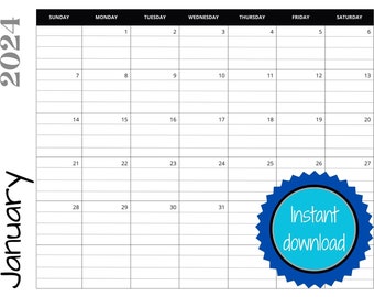 2024 Monday Start 2-page Lined & Unlined Monthly Calendars 8.5x11 Jan ...