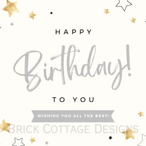 Happy Birthday Card: Stars Design, Printable Greeting (Digital Download)