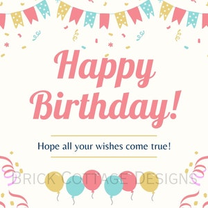 Happy Birthday-Hoffe all deine Wünsche gehen in Erfüllung! Digitaler Download