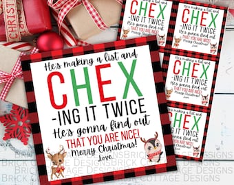 Etichetta regalo di Natale Chexing It Twice: regalo per vicini/amici (download digitale)