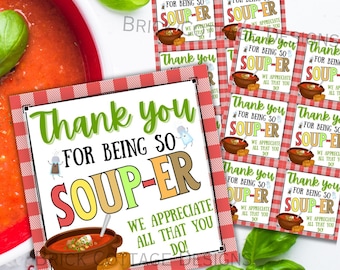 Soup Thank You Gift Tag, Digital Download