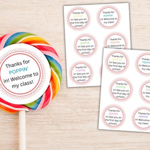 Thanks for POPPIN in printable| Teacher treat| Meet the Teacher Treat Tag| Back to School Printable| Open House Teacher Gift for Students
