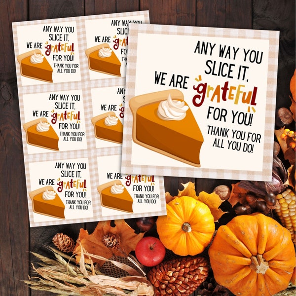 Pie Gift Tag| Thank you Treat Tag| Pie Thanks| Pie slice Thank you| Slice of Pie treat tag| Pie Printable Treat Tag| Thank you Printable