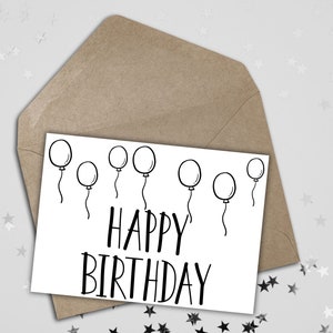 Schwarz und weiß Geburtstagskarten | Farbe Ihrer eigenen Karte | Blanko Geburtstagskarten| Alles Gute zum Geburtstag|
