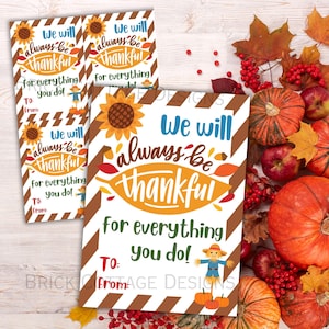 Étiquette cadeau pour Thanksgiving imprimable, modèle d&#39;étiquette cadeau automne, étiquettes des fêtes imprimables, décoration DIY pour Thanksgiving, employé de remerciement