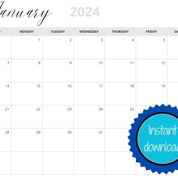2024 Minimalist Monthly Calendars | PORTRAIT | 8.5x11 | Jan - Dec | Printable Download| Digital Download