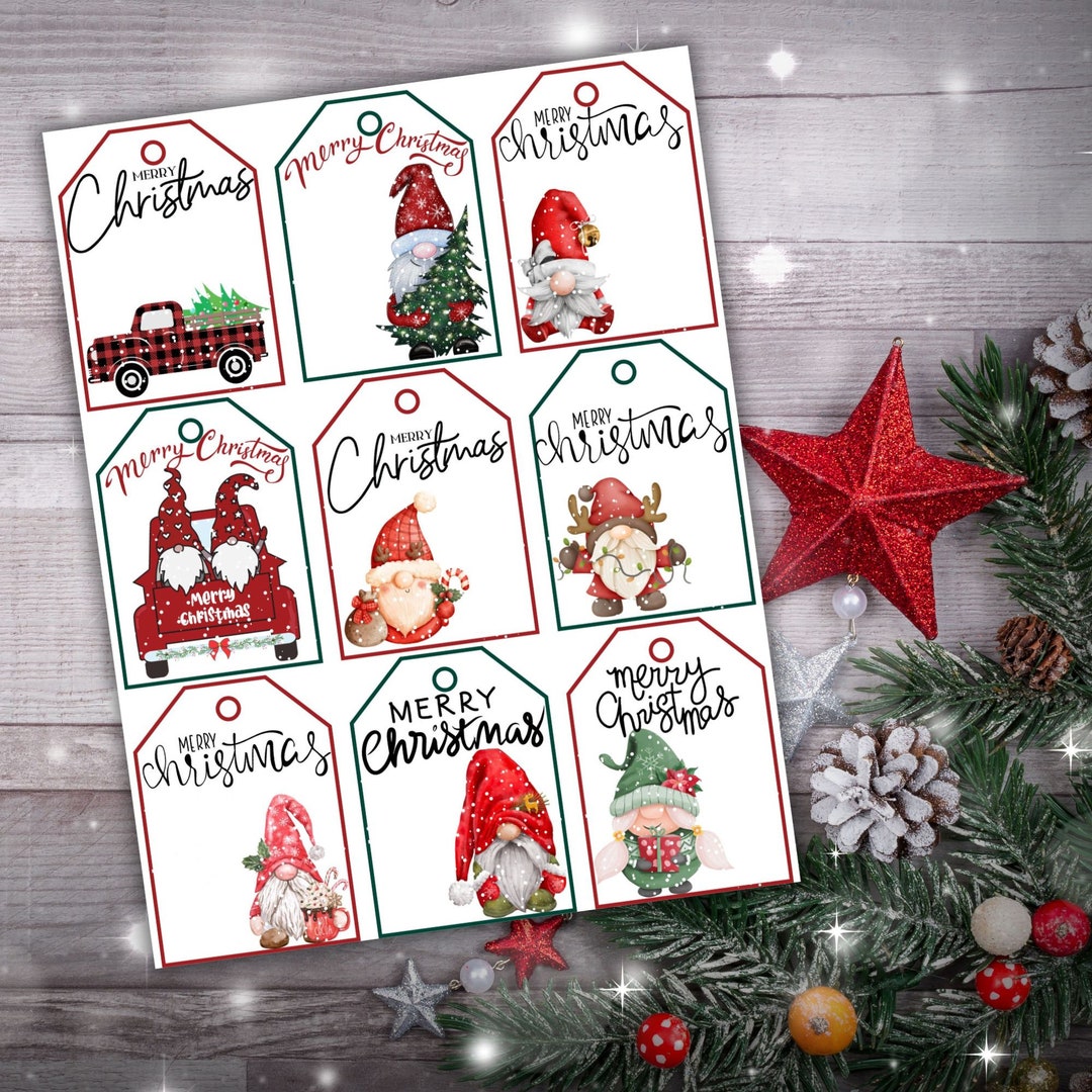 Gnome Christmas Gift Tags | Printable Present Tags (digital Download ...