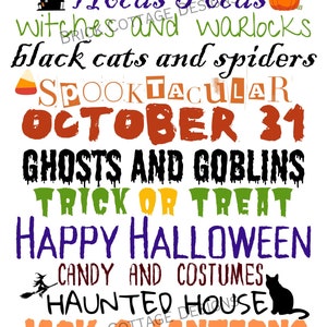 Halloween Holiday Subway Art, Clip Art, Printable, Digital Download, Digital Prints