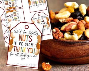 Nuts about you Geschenkanhänger: Ausdruckbare Wertschätzung Geschenkanhänger (Digitaler Download)