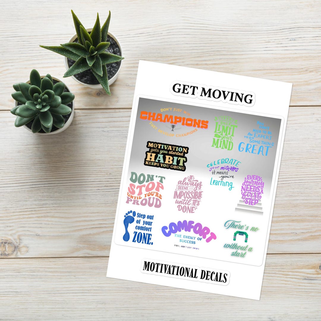 Motivational Stickers Pack | Positive Quote Vinyl Decals ...