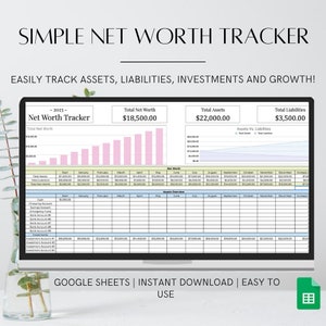 Net Worth Tracker Template for Google Sheets, Asset Tracker, Liabilities Tracker, Net Worth Calculator, Personal Finance Planner,