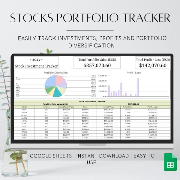 Stocks Investment Tracker Template for Google Sheets, Wealth Tracker, Asset Tracker, Money Tracker, Savings Tracker, Personal Finance,