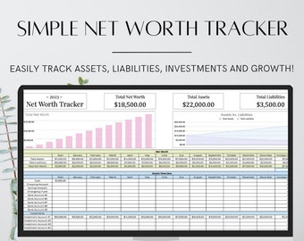 Net Worth Tracker Template for Google Sheets, Asset Tracker, Liabilities Tracker, Net Worth Calculator, Personal Finance Planner,