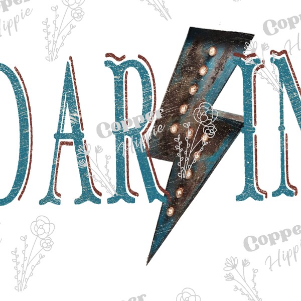 Darlin, darling, western, png, country, western, lightening bolt, handmade, digital, design, png, download