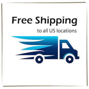 May include: A blue delivery truck graphic with speed lines on a white background. The text reads "Free Shipping" above the truck, with "to all US locations" below it.