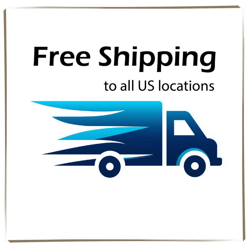 May include: A blue delivery truck graphic with speed lines on a white background. The text reads "Free Shipping" above the truck, with "to all US locations" below it.