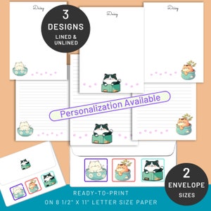 Cats - Perfect Fit | Printable Stationery & Envelopes | PERSONALIZED | US Letter 8.5x11 in