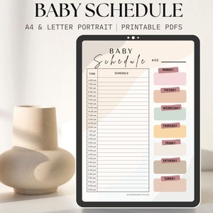 Baby Schedule Printable, Baby Schedule Template, Baby Log, Newborn routine, toddler schedule