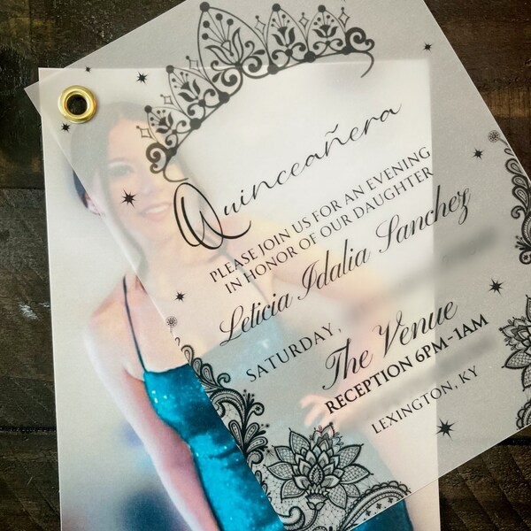 Vellum Quinceañera Invitations Etsy