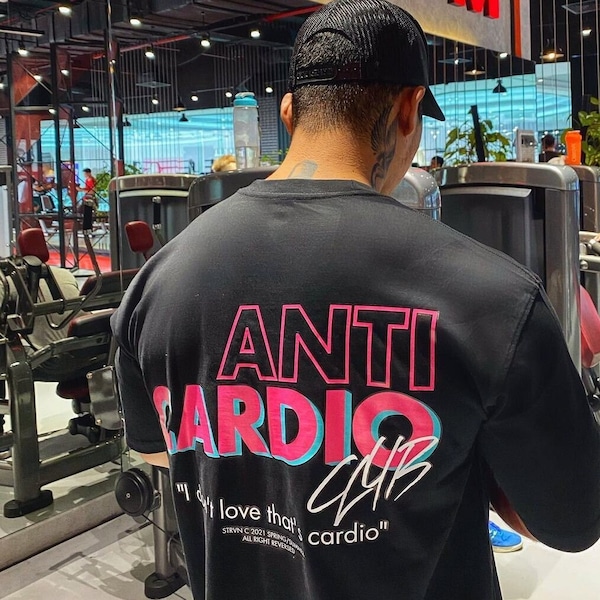 ANTI CARDIO Übergroßes T-Shirt Fitness-Studio Kleidung Männer