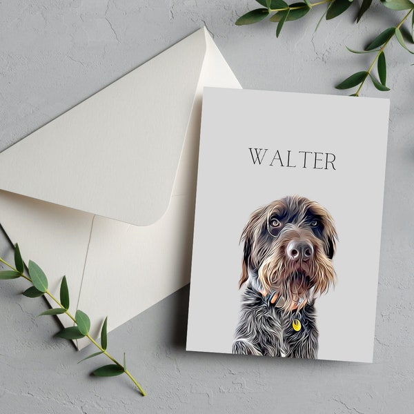 Custom Greeting Card With Pet Portrait | Personalized Dog Greeting Card | Custom Christmas Card | Custom Thank You Card | Cat Birthday Card