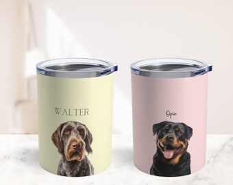 Custom Pet Tumbler Mug 10oz | Using Pet Photo +Name | Custom Dog Tumbler | Personalized Dog Cup | Custom Cat Tumbler | Custom Pet Travel Mug