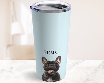 Custom Pet Photo + Name Tumbler Mug  20oz | Custom Dog Tumbler | Personalized Dog Cup | Custom Cat Tumbler | Custom Pet Travel Mug | Gift