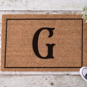 Custom Letter Initial Doormat, Personalized Monogram Front Door Rug, Custom Entryway Decor, Welcome Alphabet Mat