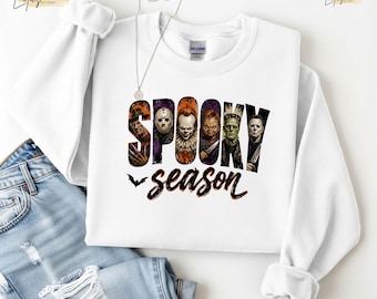 Sudadera de la temporada espeluznante, camiseta retro de personajes de terror de Halloween, suéter de película de miedo
