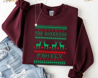 Custom Ugly Christmas Sweatshirt, Personalized Text Xmas Sweater, Merry Christmas Outfit